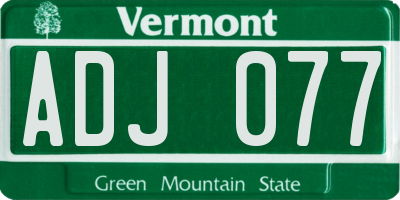 VT license plate ADJ077