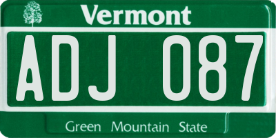 VT license plate ADJ087