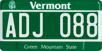 VT license plate ADJ088