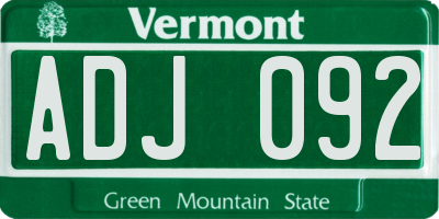 VT license plate ADJ092