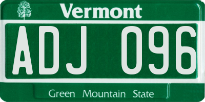 VT license plate ADJ096