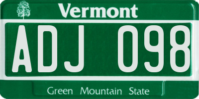 VT license plate ADJ098