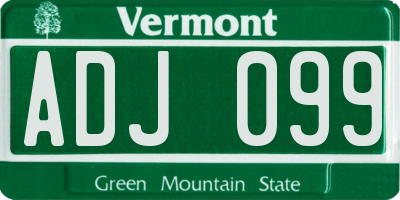 VT license plate ADJ099