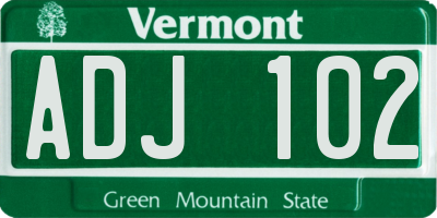 VT license plate ADJ102