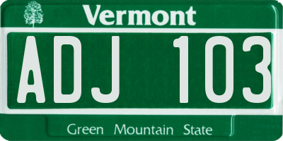VT license plate ADJ103
