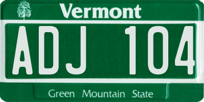 VT license plate ADJ104