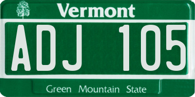 VT license plate ADJ105