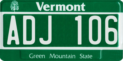 VT license plate ADJ106