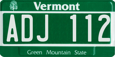 VT license plate ADJ112