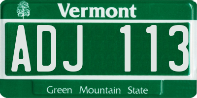 VT license plate ADJ113