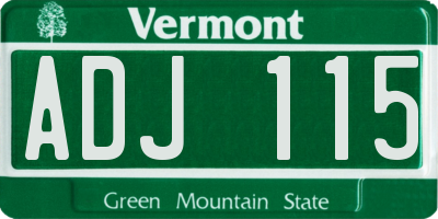VT license plate ADJ115