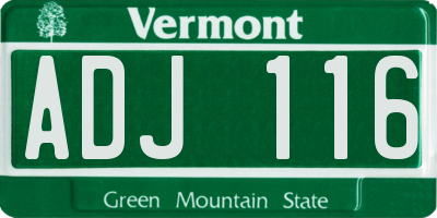 VT license plate ADJ116