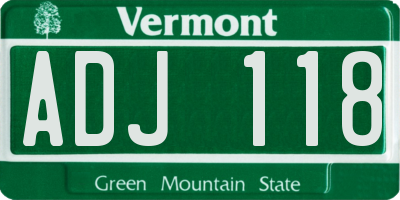 VT license plate ADJ118