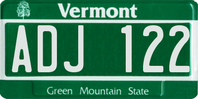VT license plate ADJ122