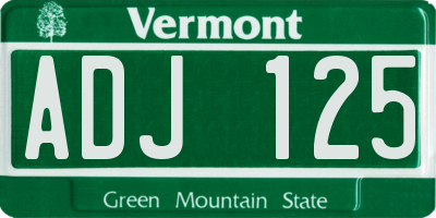 VT license plate ADJ125