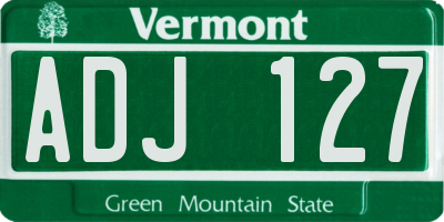 VT license plate ADJ127
