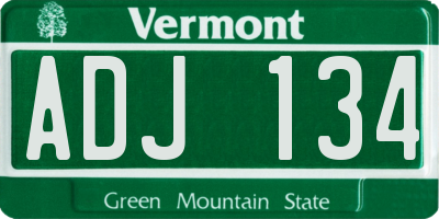 VT license plate ADJ134