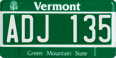 VT license plate ADJ135