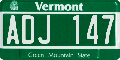 VT license plate ADJ147