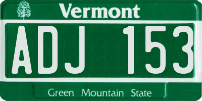 VT license plate ADJ153