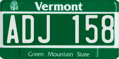 VT license plate ADJ158