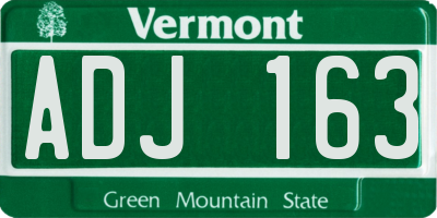 VT license plate ADJ163