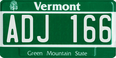 VT license plate ADJ166
