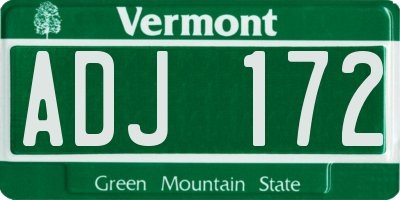 VT license plate ADJ172
