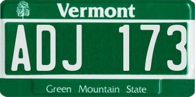 VT license plate ADJ173