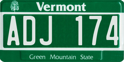 VT license plate ADJ174