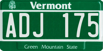 VT license plate ADJ175
