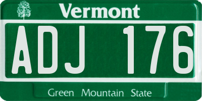 VT license plate ADJ176