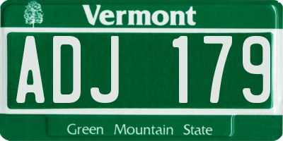 VT license plate ADJ179