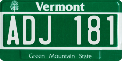 VT license plate ADJ181