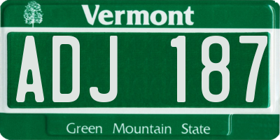 VT license plate ADJ187