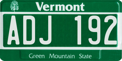 VT license plate ADJ192