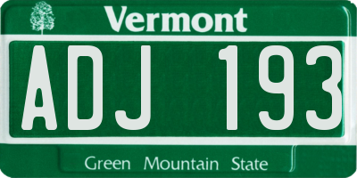 VT license plate ADJ193