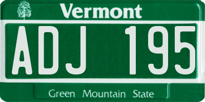 VT license plate ADJ195