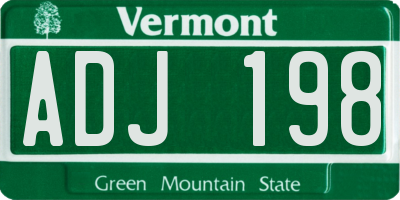 VT license plate ADJ198