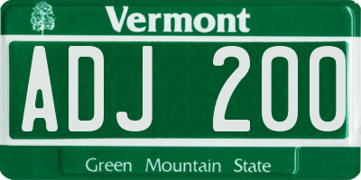 VT license plate ADJ200