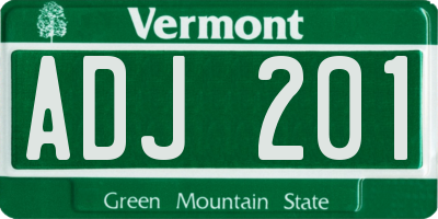 VT license plate ADJ201