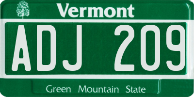 VT license plate ADJ209