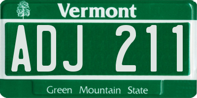 VT license plate ADJ211
