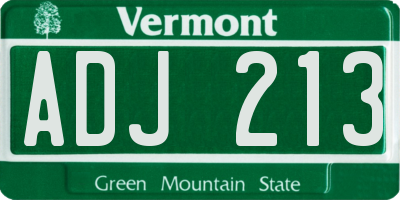 VT license plate ADJ213