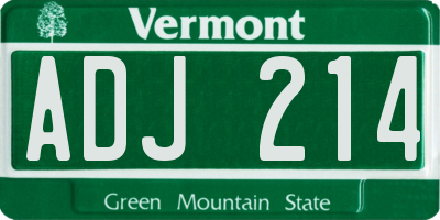 VT license plate ADJ214