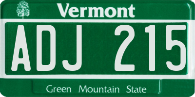 VT license plate ADJ215