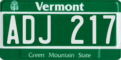 VT license plate ADJ217