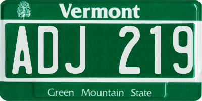 VT license plate ADJ219