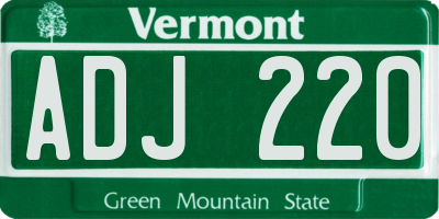 VT license plate ADJ220