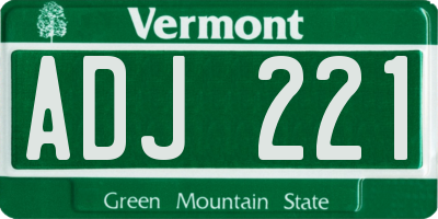 VT license plate ADJ221